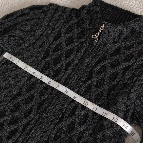 Aran Sweater Market XS 100% Merino Wool Full Zip Fisherman Sweater - Picture 9 of 12